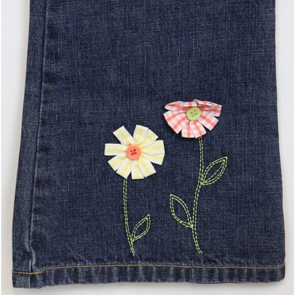 2006 Gymboree Freshly Picked Denim Jeans Ribbon Flowers sz 10 NEW Adjust Waist - Picture 4 of 7